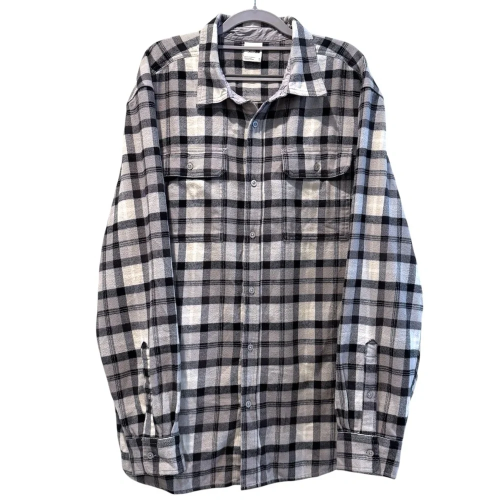 The North Face Flannel Shirt Gray Excellent Plaid Outdoor Mens XL